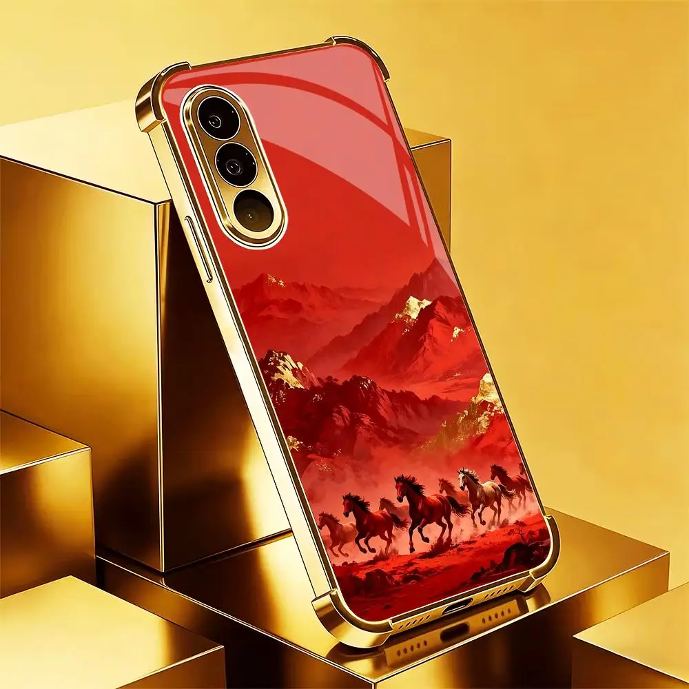 Wanma Pentium electroplated glass phone case suitable for Samsung Galaxy S26 S25 S24 S23 S22 S21 S20 FE/Ultra/Plus anti drop
