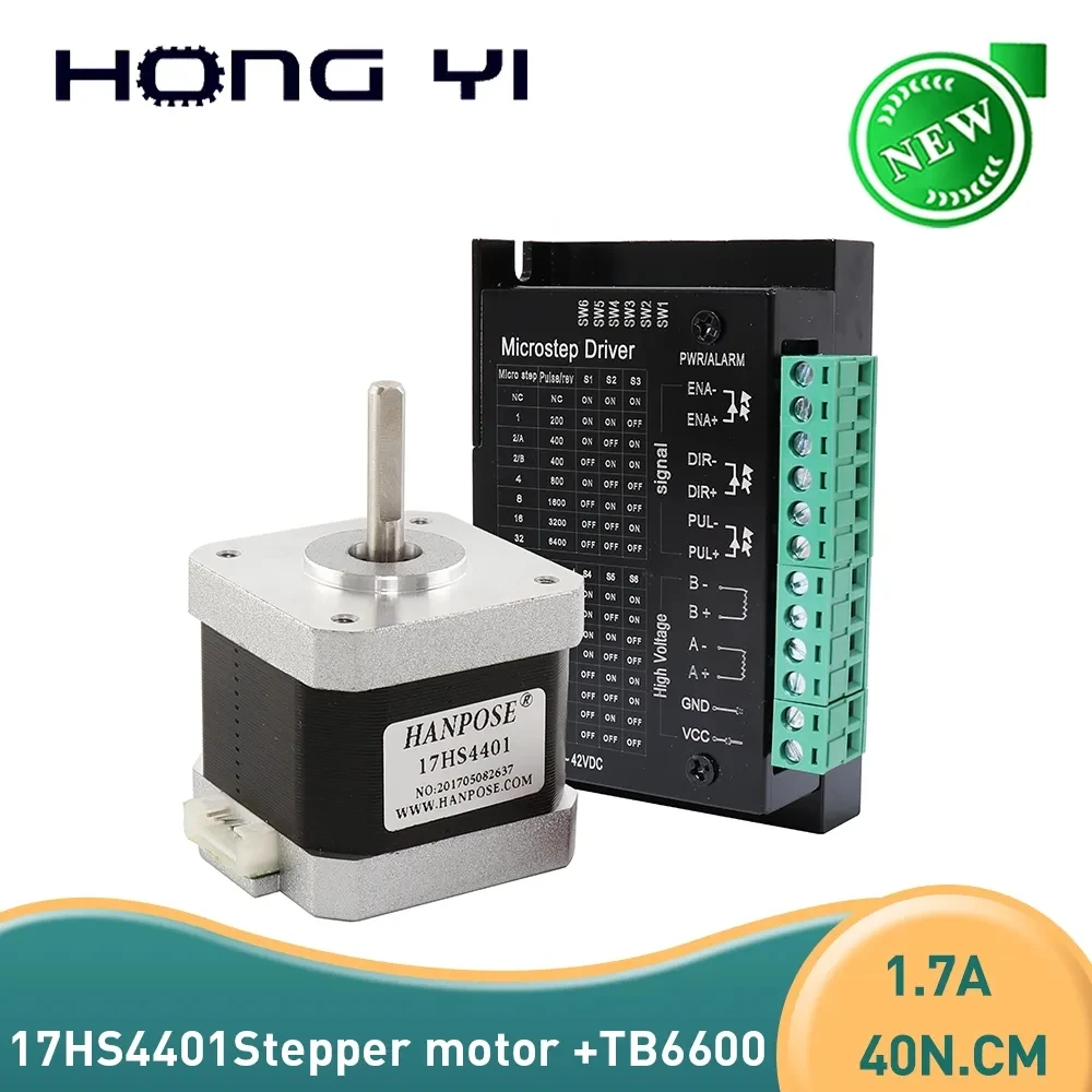 17HS4401 42 stepper motor + TB6600 42BYGH 1.5A 40N.cm CE CNC Laser and 3D printer Nema 17 Stepper Motor driver