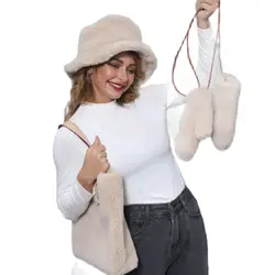JANEFUR Teddy Mittens Women 2026 Fashion Camel Real Lamb Fur Gloves with Rope Wholesale Outdoor Winter Sheep Wool Hand Warmer