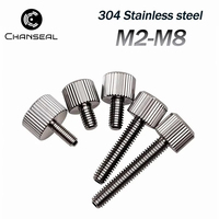 304 Stainless Steel Thumb Screws M2 M2.5 M3 M4 M5 M6 M8 Flat Round Head Knurled Head Manual Adjustment Screws Thumb Bolts