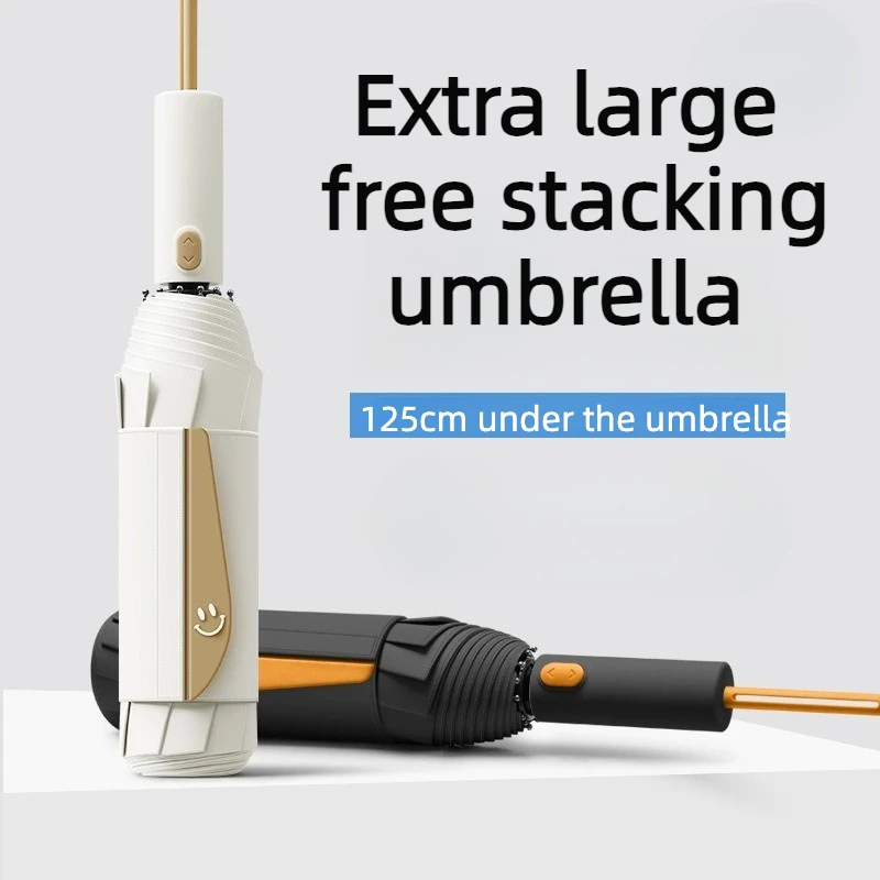 Large Automatic Folding Umbrella, Sun and Rain Protection UV Protection Parasol, Windproof Umbrella for Men and Women