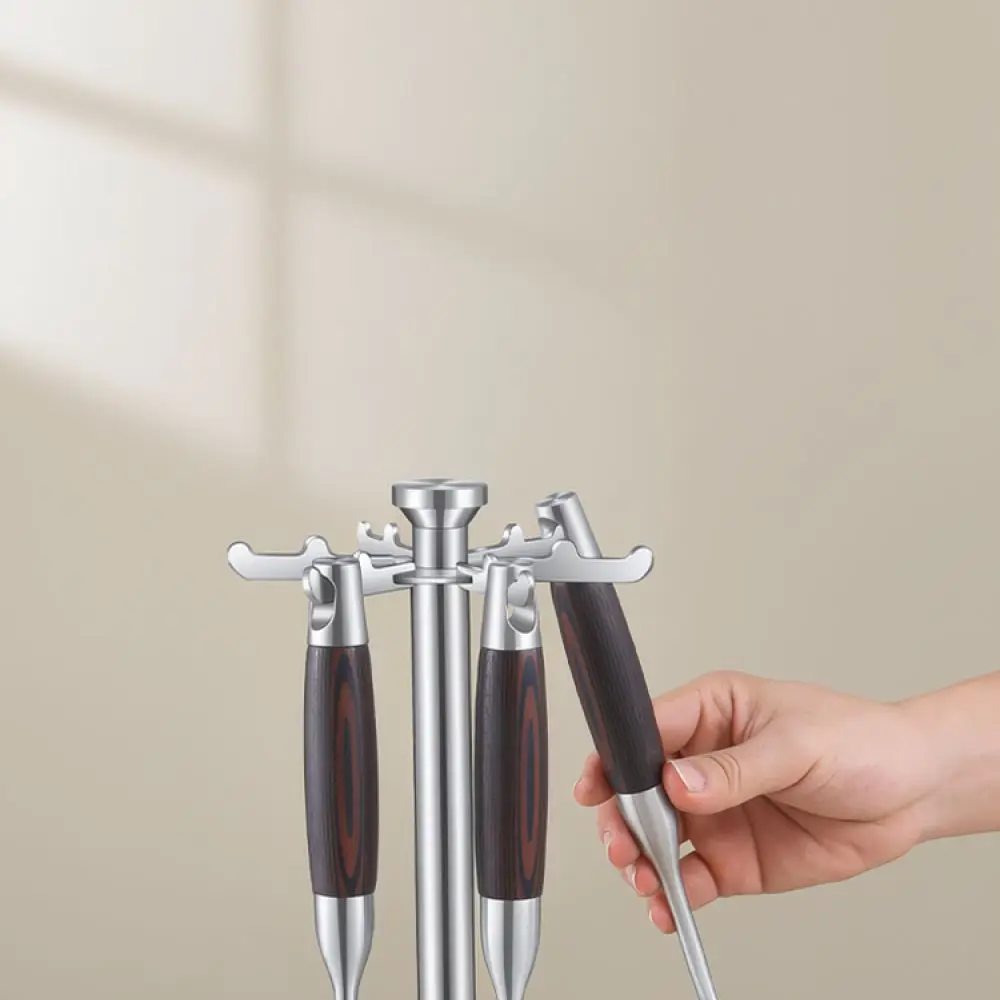 Stainless Steel Kitchen Countertop Rack Rotating Organizer Stand For Spatula Spoon Cooking Tool Storage Holder