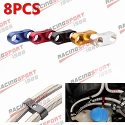 8PCS Universal aluminum AN-3 AN3 3AN ID 9.5mm Billet Oil Fuel Water Hose Tube Seprator Divider Clamp line separator Kit