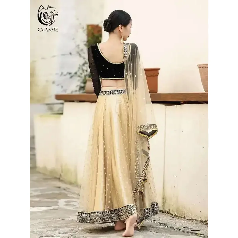DY20New Yiman Abito da ballo indiano esotico Stile etnico Sciarpa di danza del ventre femminile Top Gonna altalena larga Lengha Set25