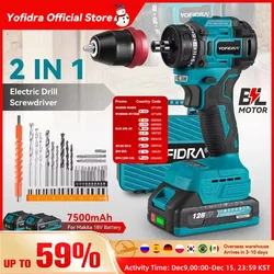 YOFIDRA 2 in1 Brushless Electric Screwdriver Hammer Cordless Drill Impact Multifunctional Power Tool  For Makita 18V Battery