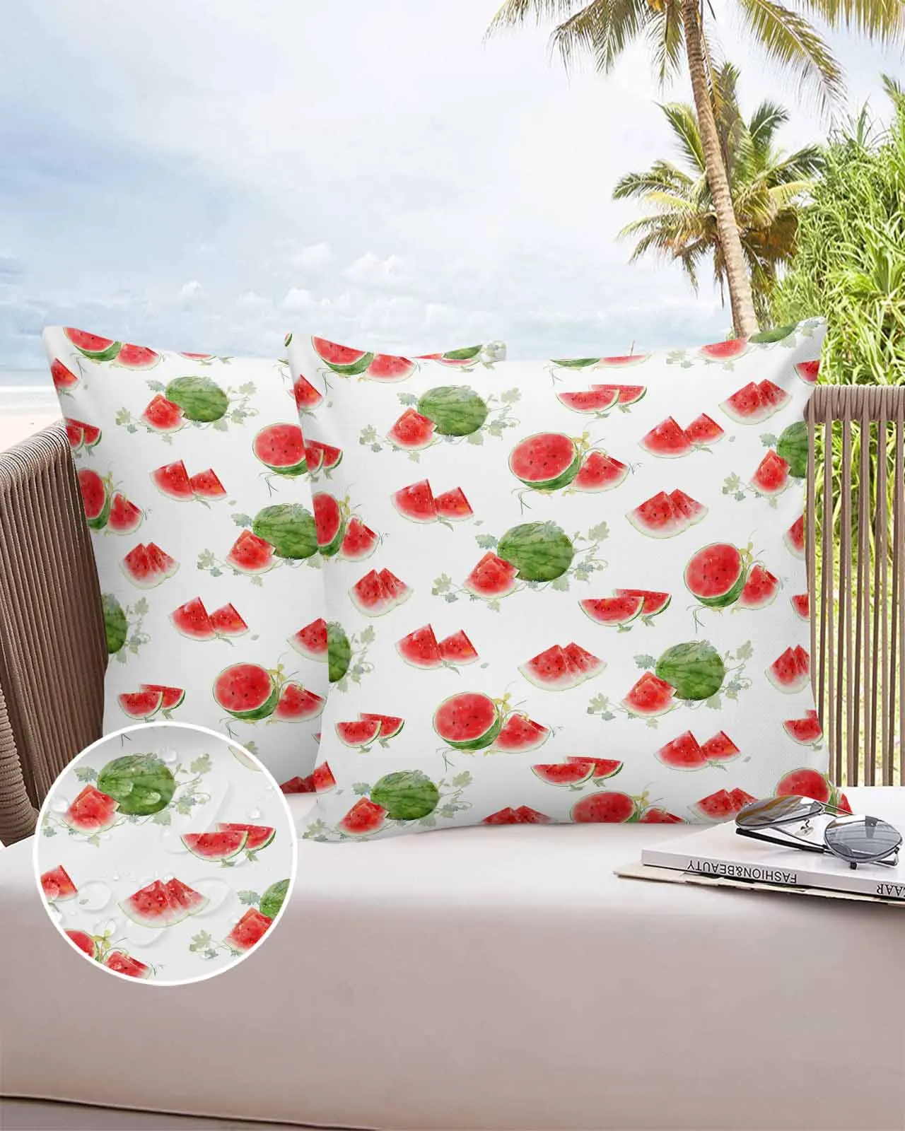 2/4 Pcs Summer Fruit Watermelon Waterproof Pillowcase Office Sofa Throw Pillow Case Car Cushion Cover Home Decor