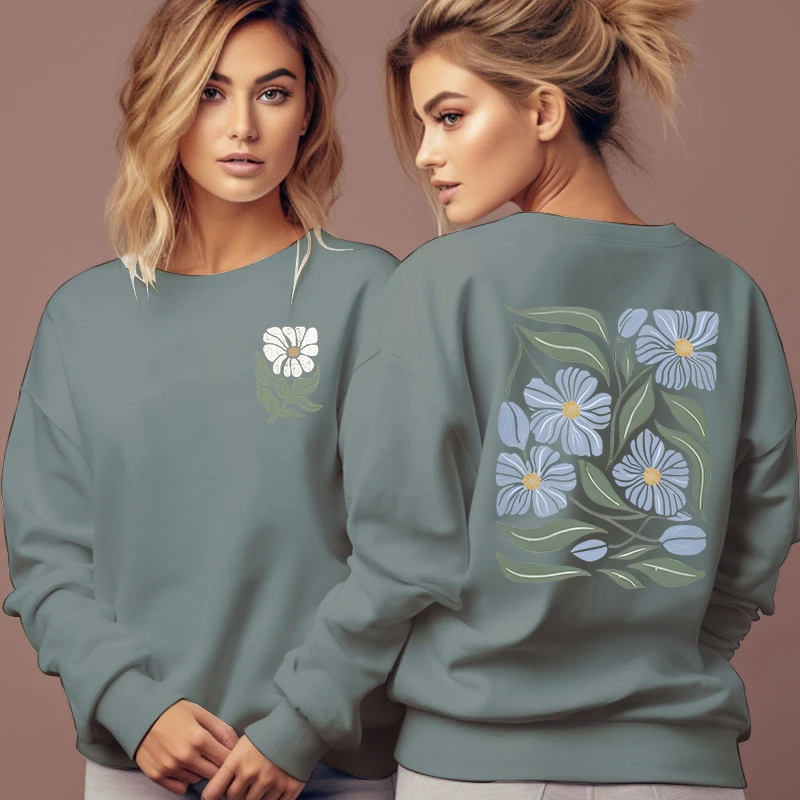 أزياء بوهيميا النساء بلوزات خمر جماليات الأزهار طباعة هوديس الخريف الشتاء طاقم الرقبة الزهور نمط الإناث السترة