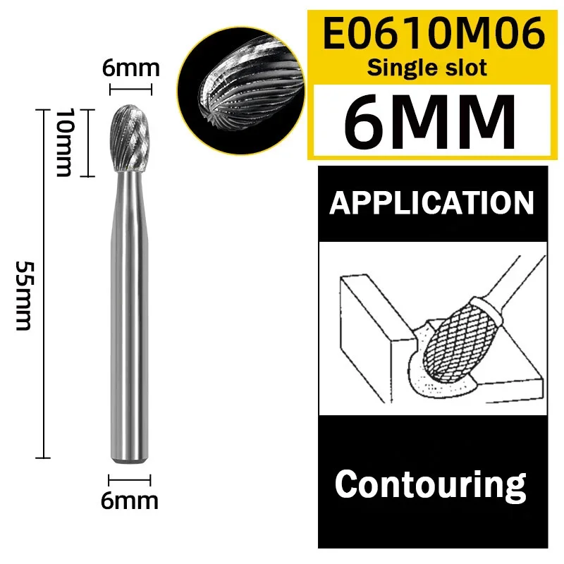 Tête de meulage en acier au tungstène, lime rotative en carbure, fraise à simple et Double rainure, outil de meulage et de gravure du métal