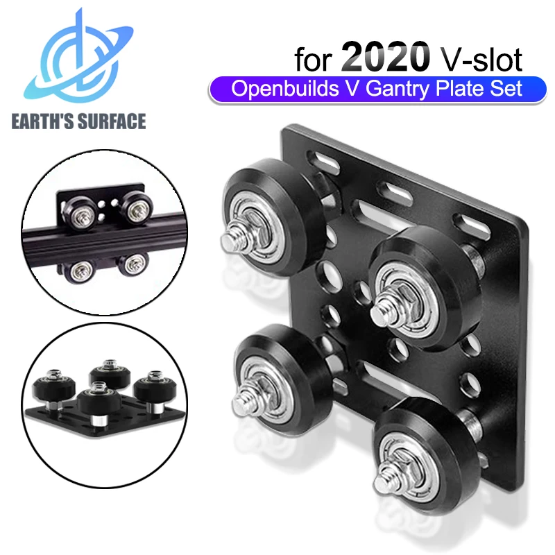 3D Printer Parts for Openbuild V Gantry Plat Set Special Slide Plate Pulley for 3D Printer 2020 V-slot Aluminum Profiles Wheels