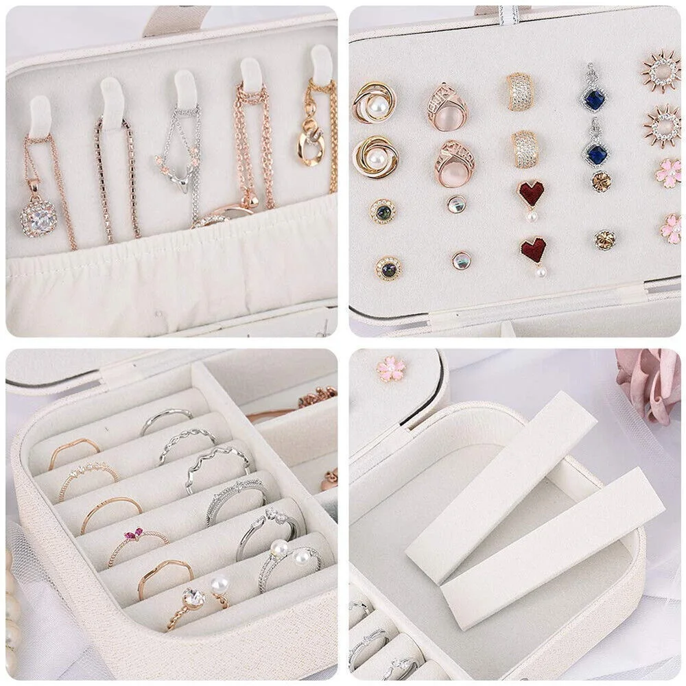 New PU Leather Jewel Make Up Makeup Jewelry Box Portable Waterproof Jewelry Earrings Storage Box Mom Series Printing Pattern