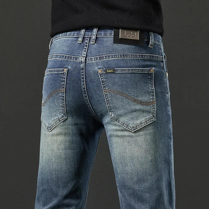 الراقية القطن الرجال سليم مستقيم الجينز مرونة عارضة العلامة التجارية عبر الحدود الأصلي واحد أربعة مواسم نمط النسخة الكورية #3