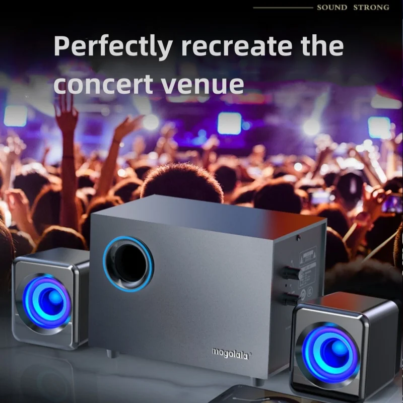 Houten Bedrade Subwoofer Hifi Bluetooth Speakers Kanaal 2.1 Home Theater Met Rgb Verlichting Voor Tv/Computer Boombox Muziekcentrum