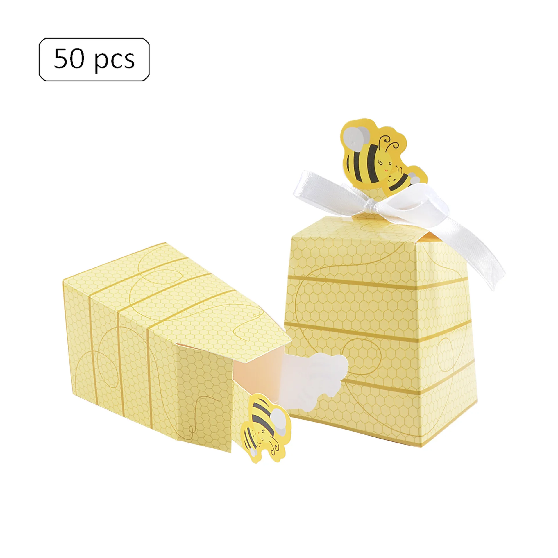 10/20 stücke Bee Papier Candy Boxen Geschenke Box Mit Bändern Für Kind Biene Geburtstag Geschenk Verpackung Box Baby Dusche hochzeit Party Liefert – Detail 9