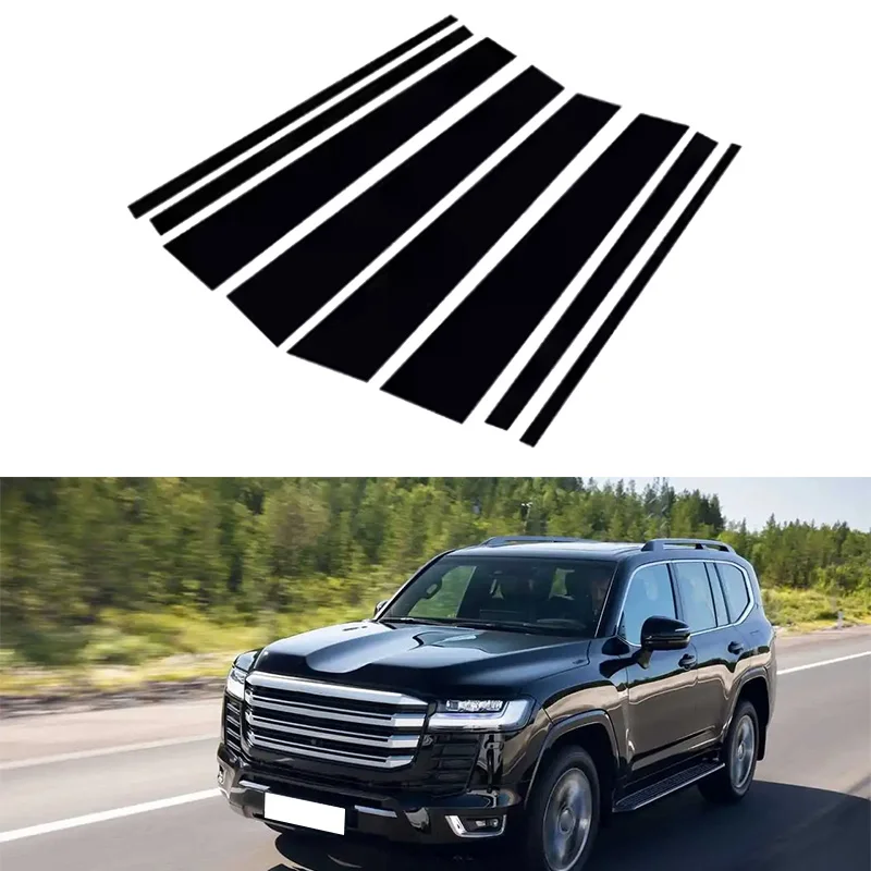 

Car Door Window Trim Cover Carbon Fiber Chrome Sticker Pillar Posts Decal Accessories Fit For Toyota Land Cruiser J300 2022-2024