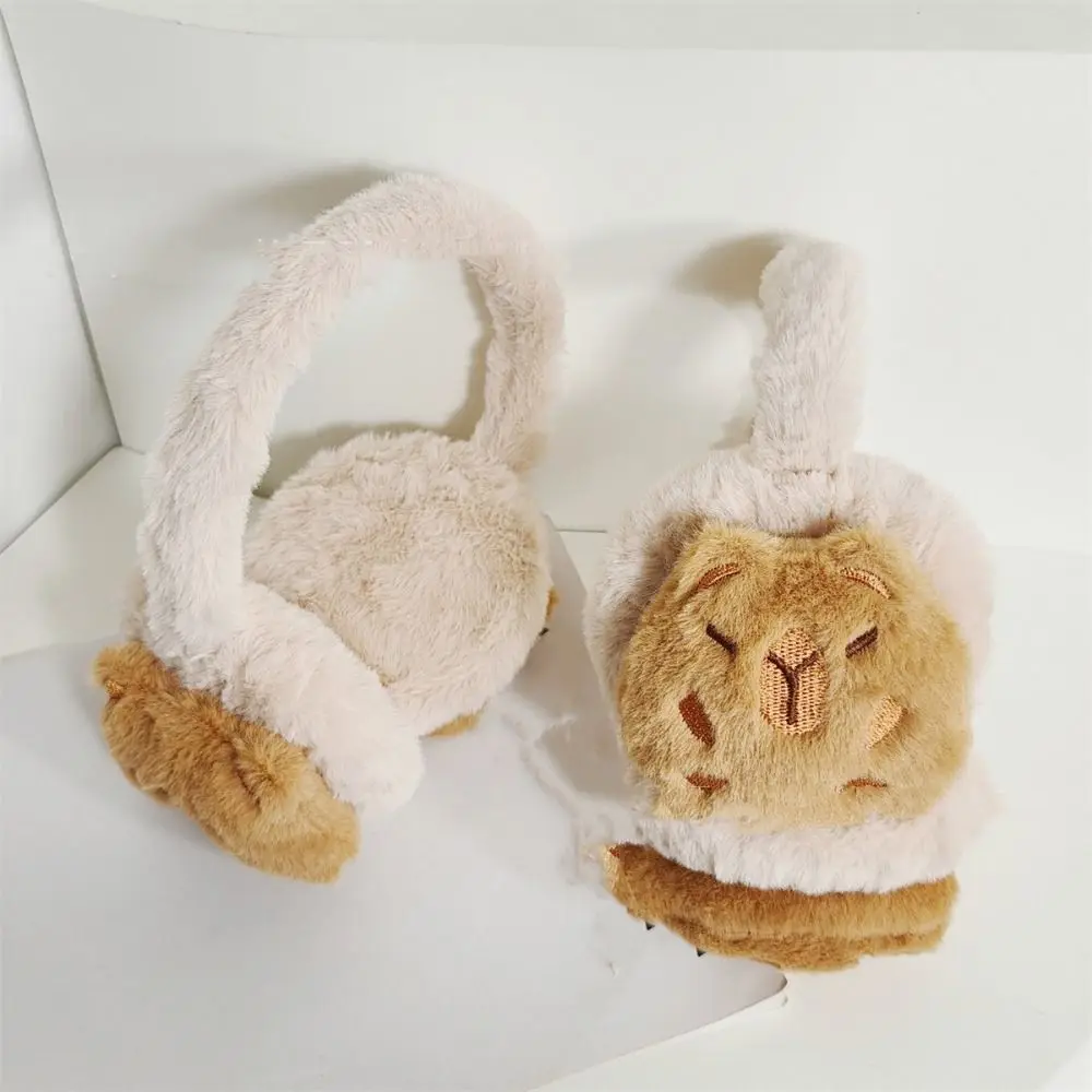 Soft Cartoon Capybara Earmuffs Thicken Keep Warm Winter Plush Earmuffs Windproof Ear Warmers Foldable Ear Cover Children