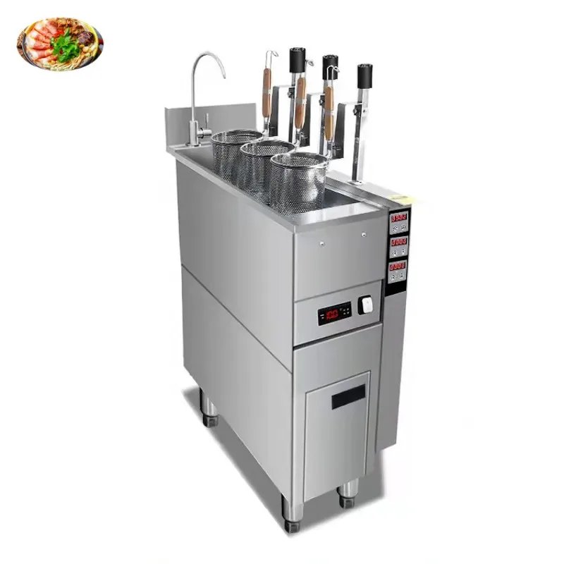 

Restaurant gas noodle cooker, commercial food boiler with filter
