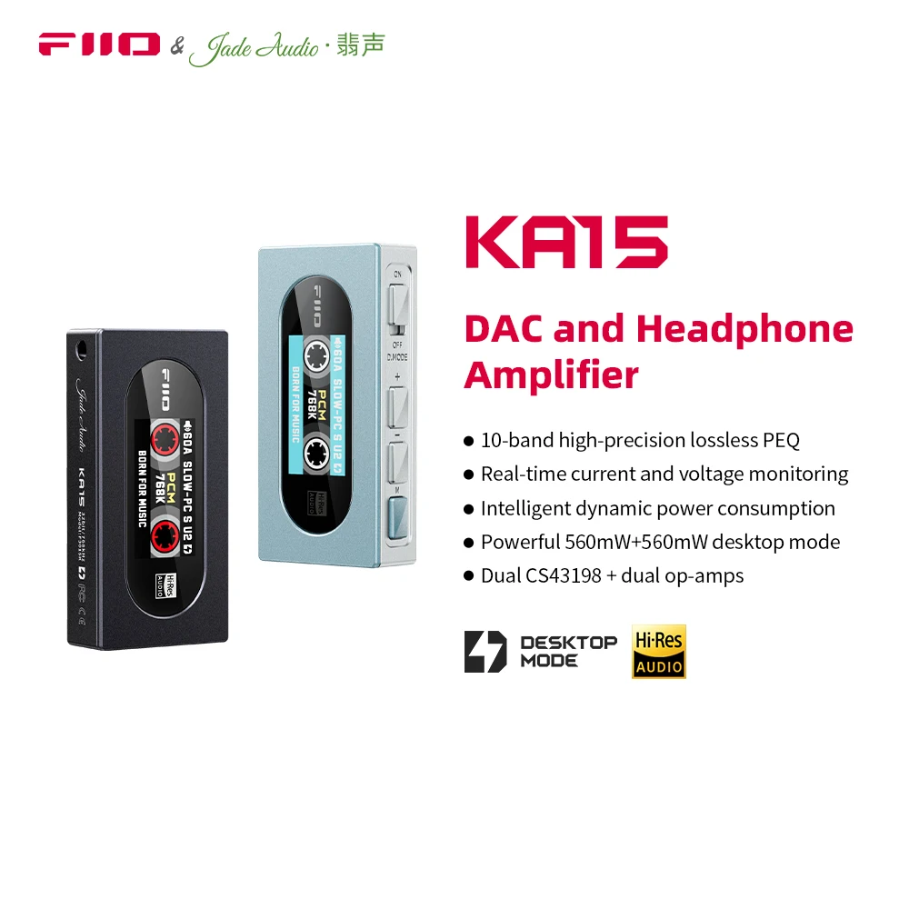 Fiio KA15 Hordozható USB DAC headphone Erősítő USB dongle vel 3.5mm majd 4.4mm headphone kimenet