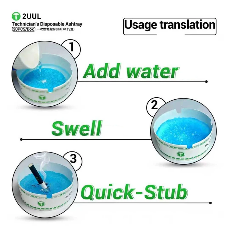 2UUL AS01 20PCS/Box Disposable Ashtray Easy Freshness Remove Odors Cigarette Absorber Dustproof Portable EcoFriendly Ashtray