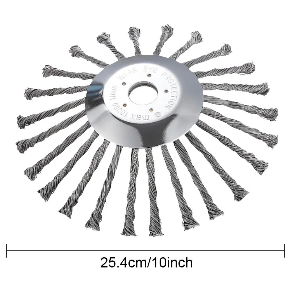 Rueda de alambre de acero Universal para deshierbe de jardín, cepillo de eliminación de óxido, cabezal de corte de hierba, cortacésped, herramientas de desbrozadora, 10/6/5/4 pulgadas
