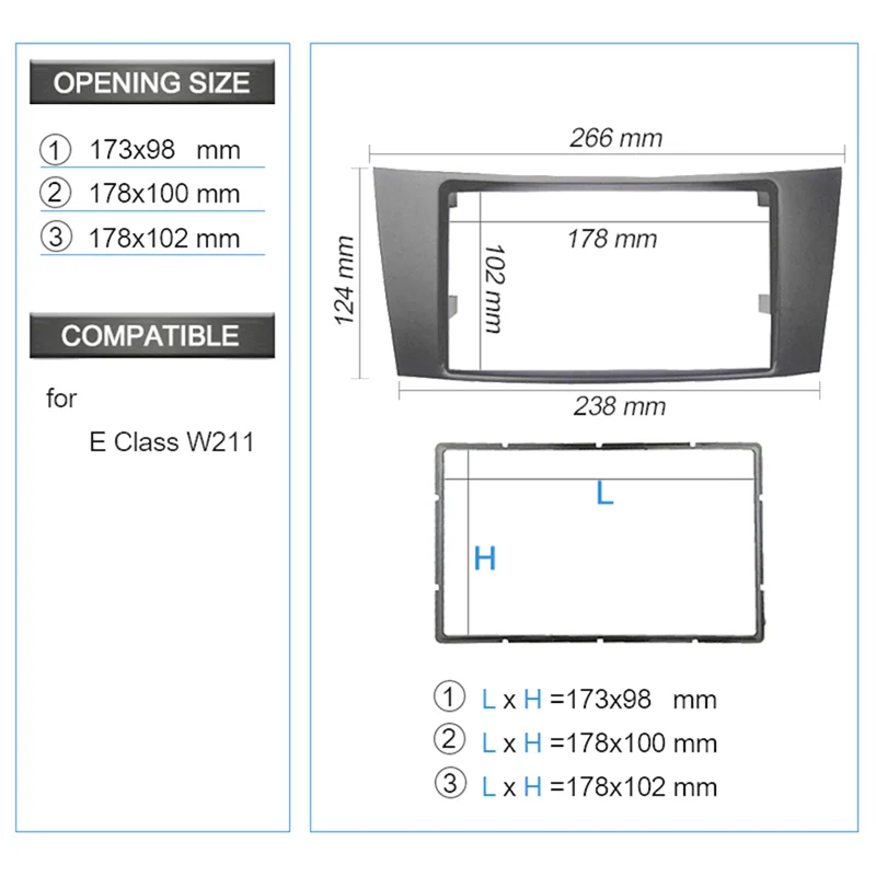 7 Inch 2Din Control Fascia Radio Stereo Panel for Mercedes Benz E CLS CLASS W211 C219 2002-2010 DVD Fascia Audio Frame