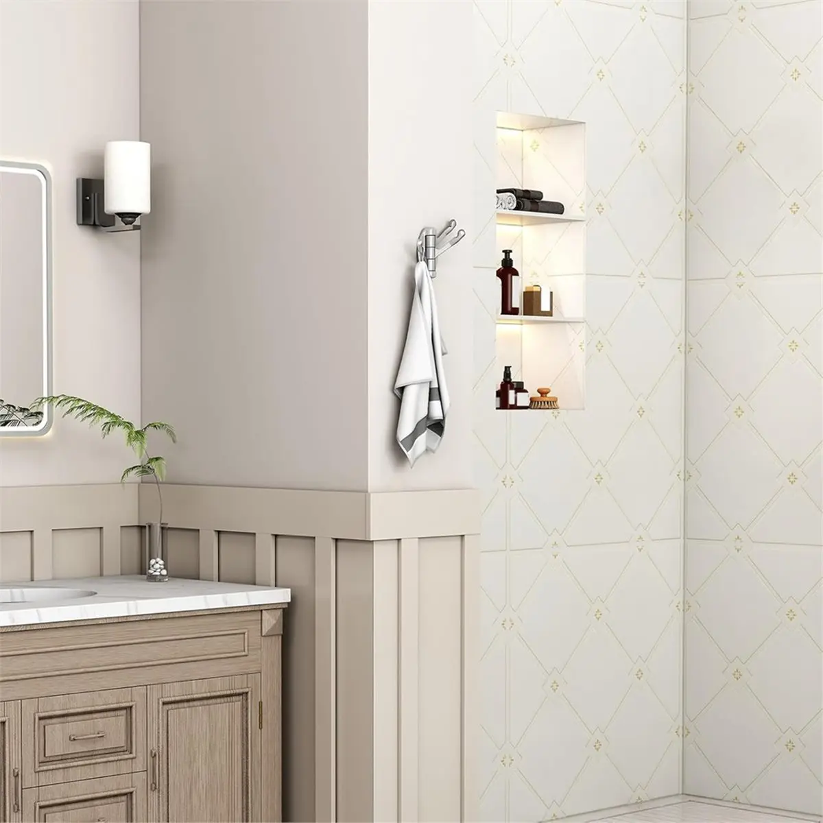 Bathroom Towel Hook,Metal Foldable Swivel Hook,Robe Coat Hanger for Wall,Brushed
