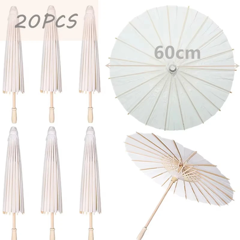 15/24/30/36/50/100PCS Parasol Paraplu's 60cm Bruiloft Papieren Paraplu Foto Props Wit DIY Paraplu voor Bruids Douche Party
