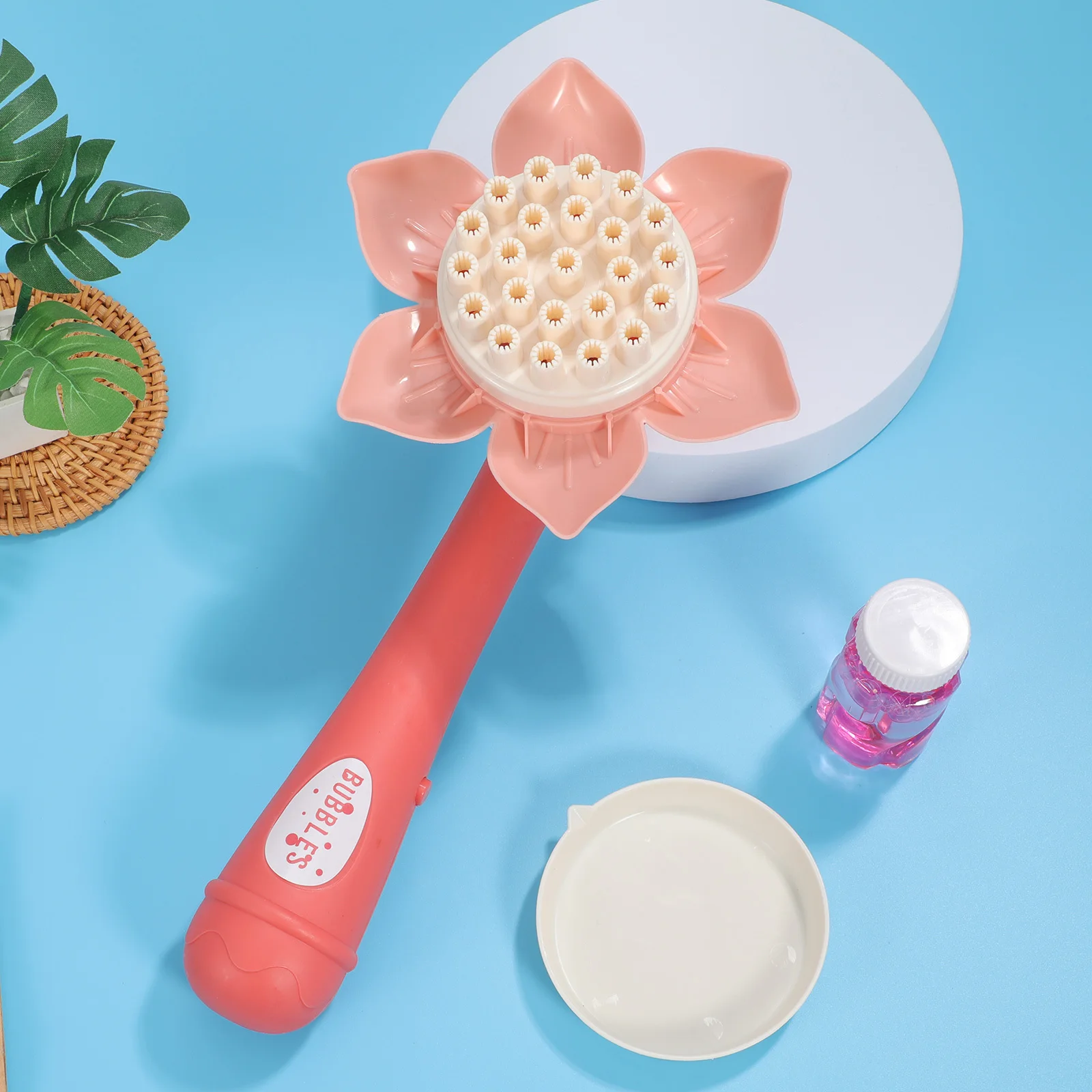 Sunflower-Shaped Bubble Machine Automatic Electric Bubble Blower Multi-Holes Kids Outdoor Indoor Party Gift