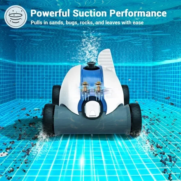 Cordless Robotic Pool Cleaner, Automatic Pool Vacuum with 60-90 Mins Working Time, Rechargeable Battery, IPX8 Waterproof