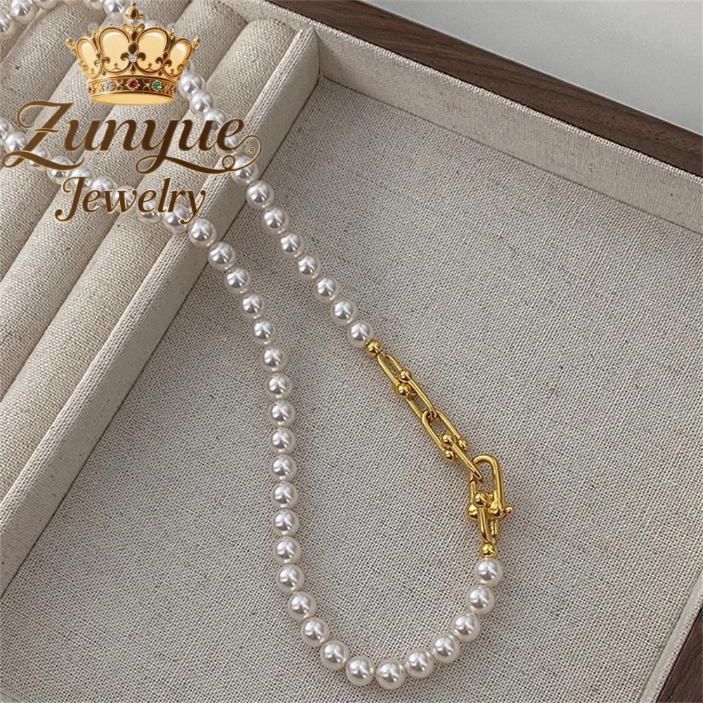 

Versatile And High-End Pearl Necklace With Simple Collarbone Chain Fashion Jewelry Best Selling Exquisite Charms Elegant Popular