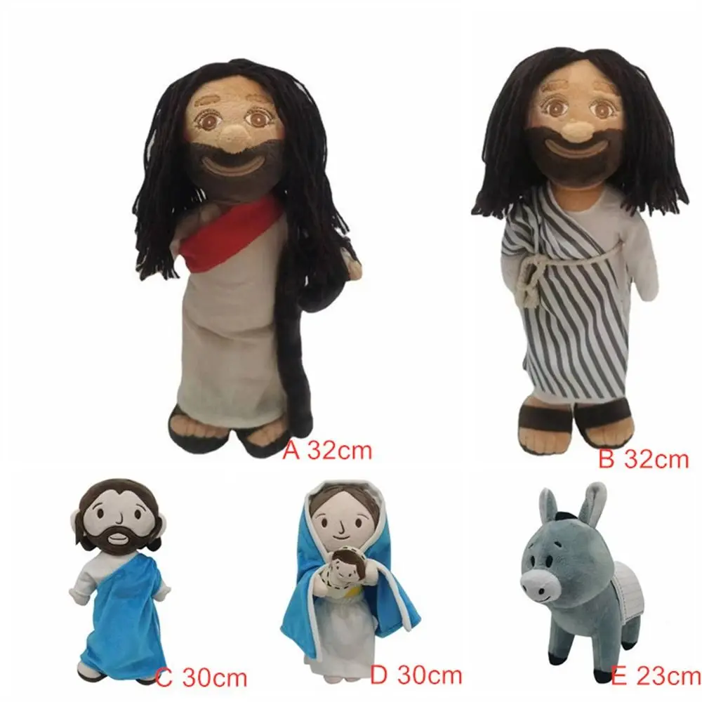 Classic Christ Religious Jesus Plush Toy Savior Jesus Stuffed Figurine Virgin Mary Stuffed Doll with Smile Soft Room Decor