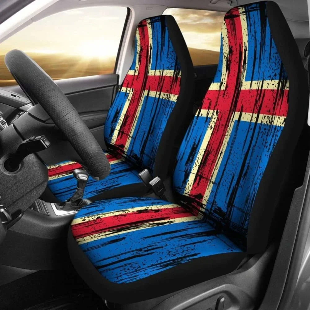 Iceland Grunge Flag Car Seat Cover 1,Pack of 2 Universal Front Seat Protective Cover