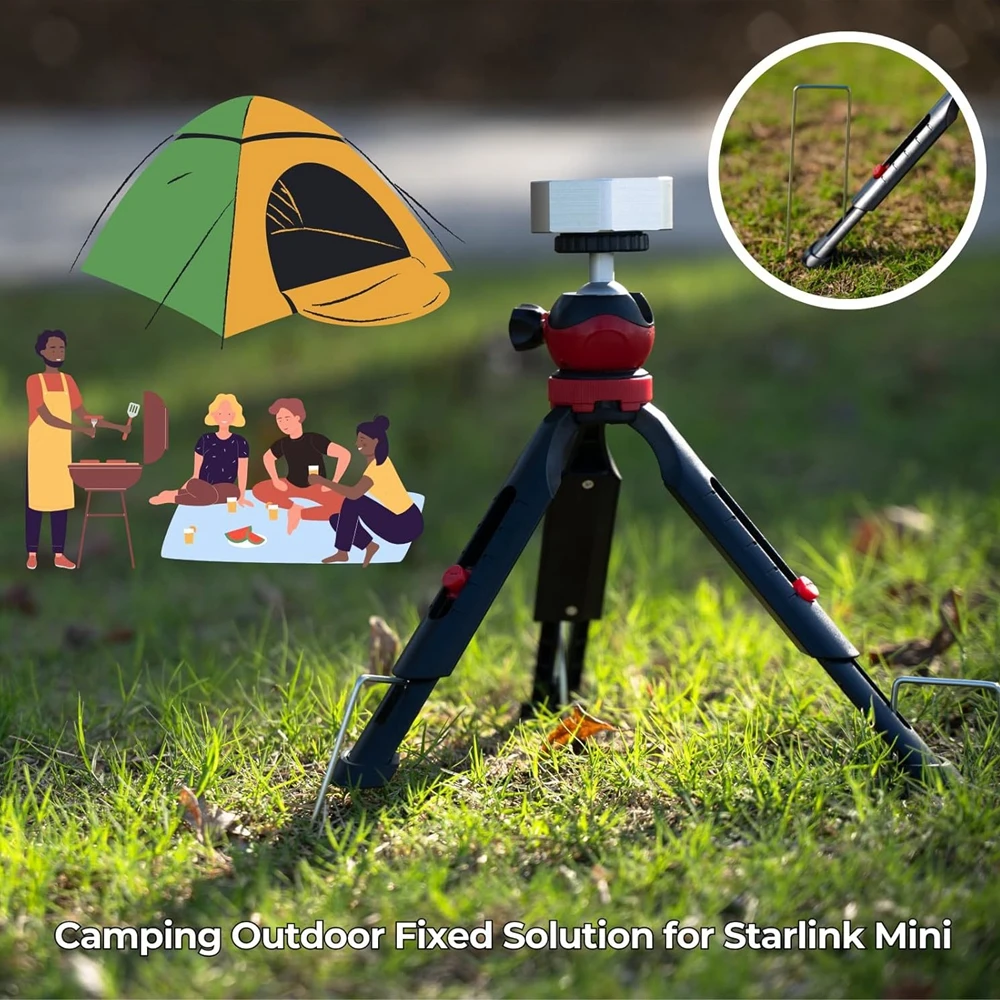 ขาตั้งกล้องปรับขนาดได้สําหรับ Starlink Mini ชุดยึดโลหะพร้อมอะแดปเตอร์ขาตั้งกล้องแบบพกพาปรับมุมได้สําหรับ Starlink Mini อุปกรณ์เสริม