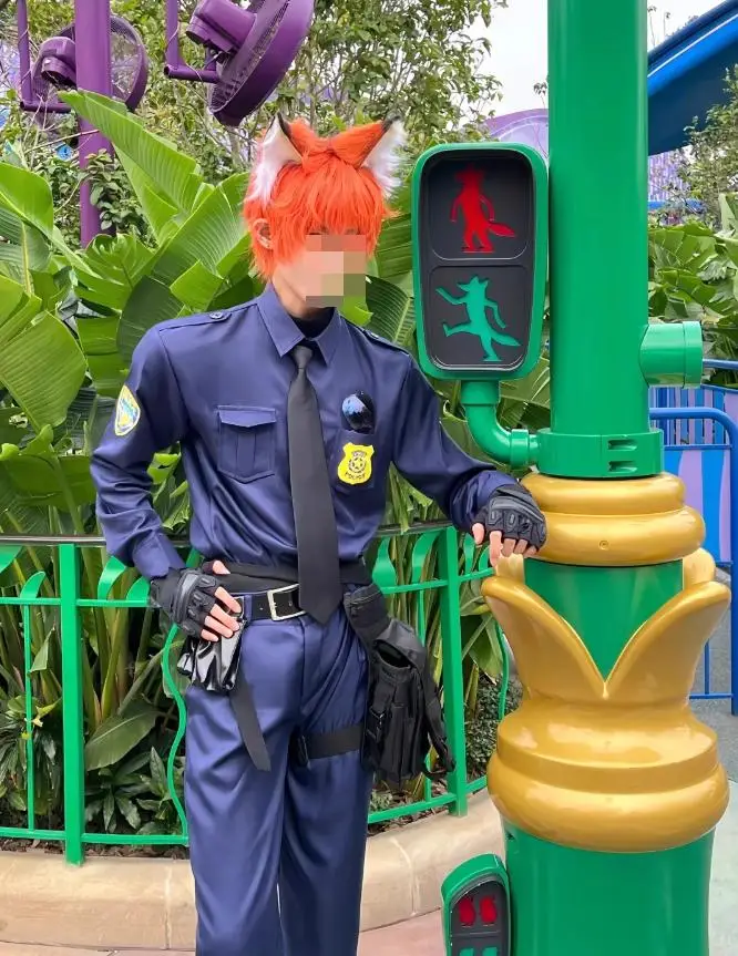 

Movie Nick Fox Cosplay Costume Zootopia Nick Police Blue Uniform Cosplay Women Man Halloween Carnival Role Play Uniform