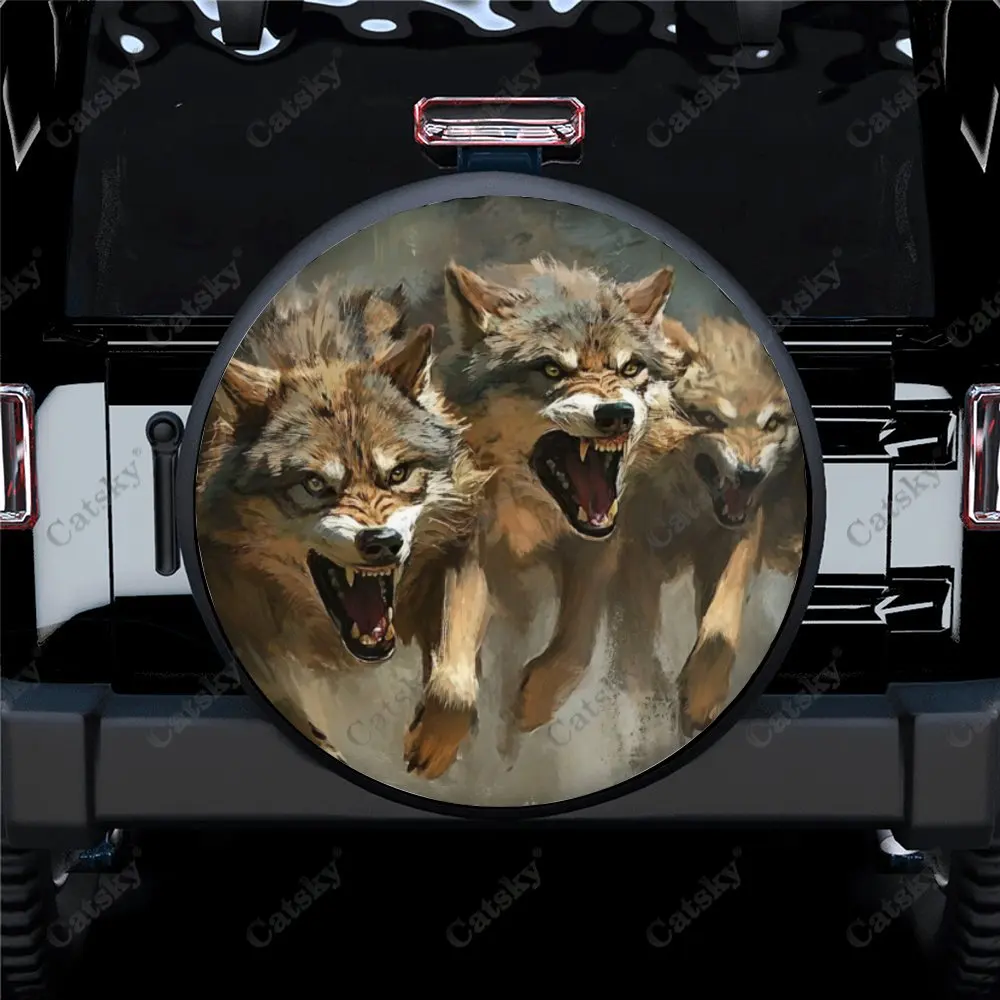 Angry Running Wolf Pack полиэстер универсальные автомобильные аксессуары запасное колесо покрышка колеса чехлы на колеса для прицепа внедорожник грузовик кемпер