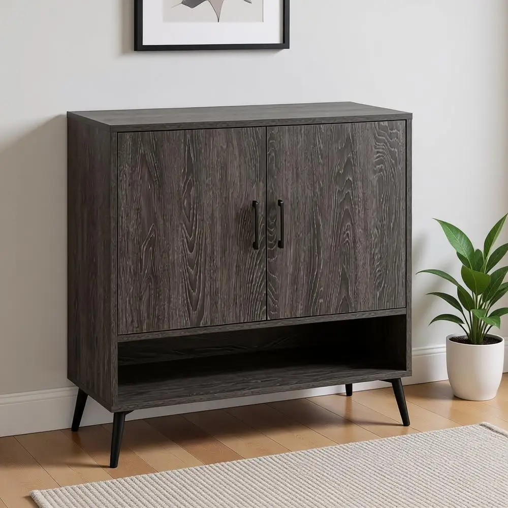 

12-Pair Shoe Storage Cabinet for Entryway with Open and Interior Shelves