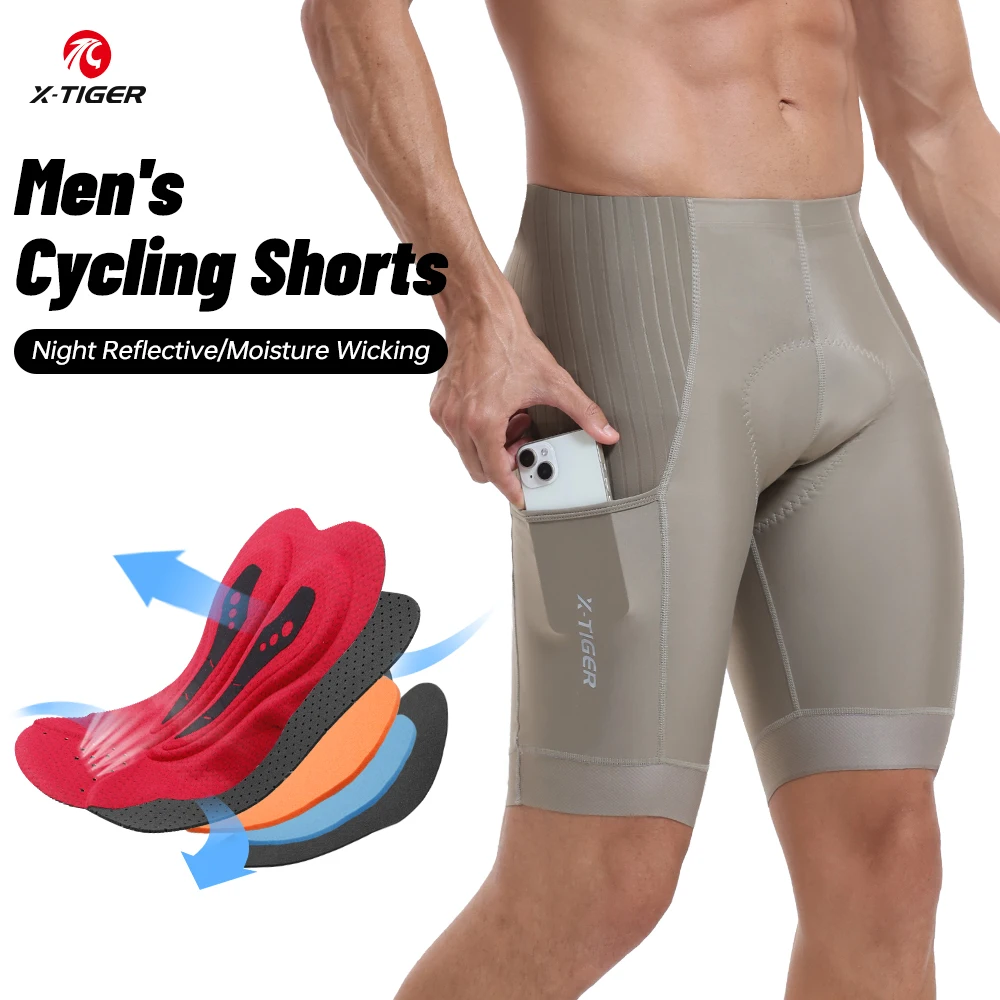 

X-TIGER Men's Cycling Shorts Summer Breathable Bicycle Short Tights Sponge Pad Shock Absorption Mountain Road Bike Shorts