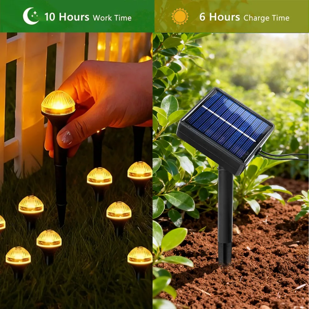 Upgrade Version 1 Comes with 10/20 Solar Garden Lights and Solar Mushroom-Shaped Corridor Lights. It Has 8 Lighting Modes and a Waterproof Rating of IP44. It Is Suitable for Use in Lawns, Courtyards, Gardens, Villas, Sidewalks, Camping, Christmas Dec - view 7