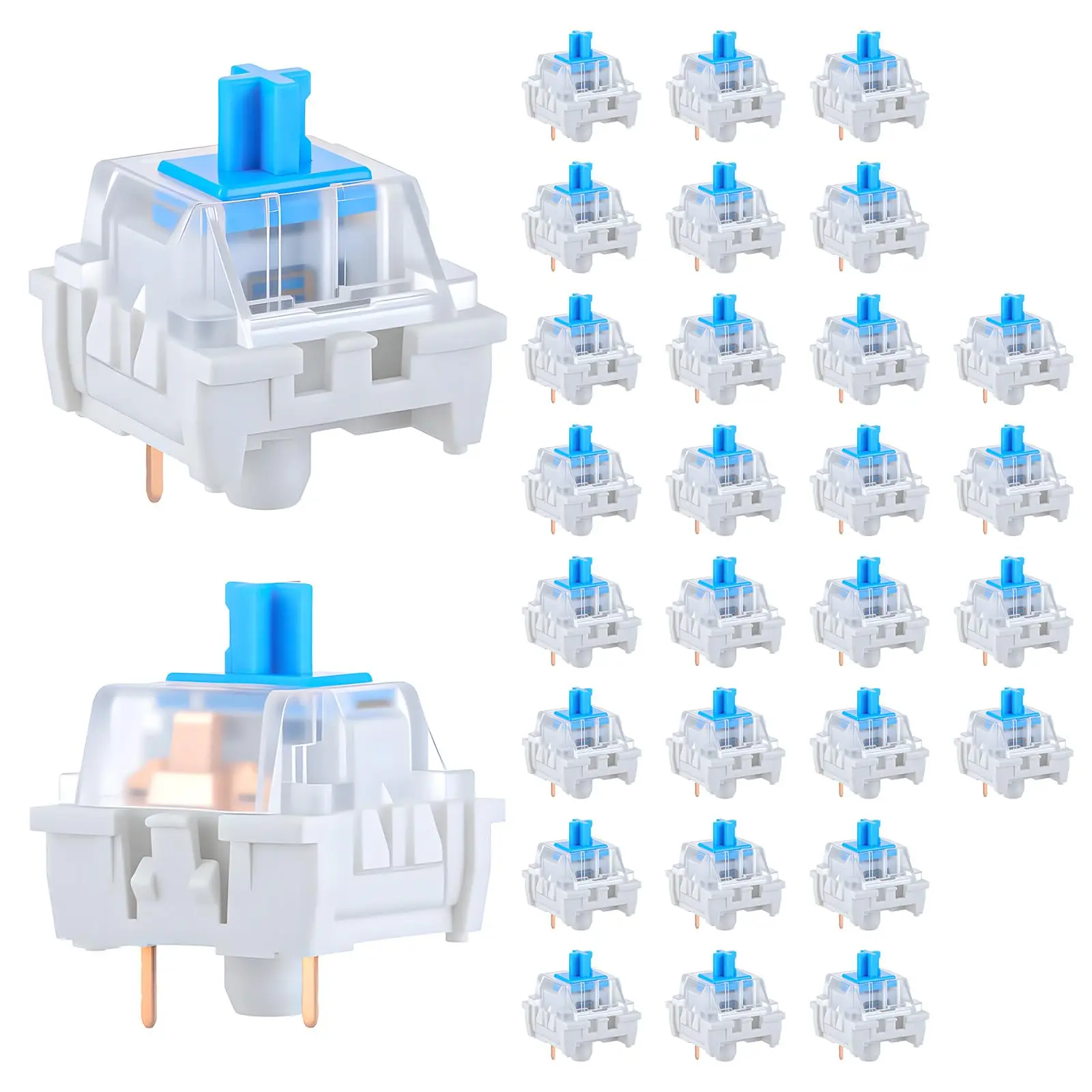 30 PCS Mechanical Keyboard Switches 3 Pin Blue Keyboard Clicker Replacement Keyboards Keys for LED Mechanical Gaming Keyboards