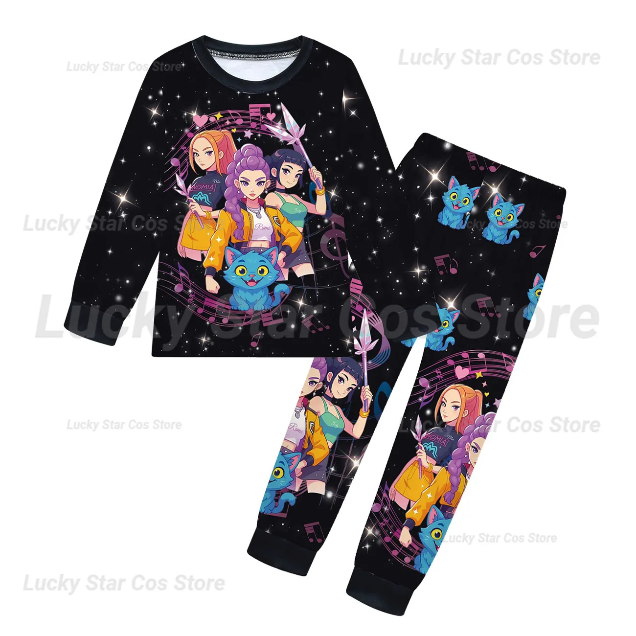 K Pop Huntrix Demon Hunters Kid Pajamas Set Girl Boy Long Sleeve T-shirt+Pants 2pcs Autumn Sleepwear Comfortable Fashion Clothes - Image 5