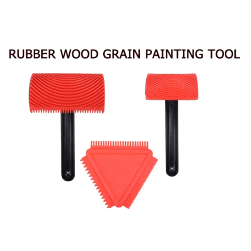 3Pcs Handheld Wood Grain Tool Grain Rubber Wood Grain Tool Puller Basics Wood Graining Set