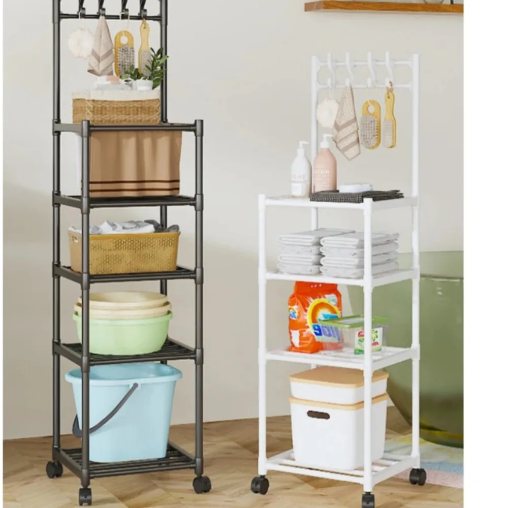 Kitchen Storage Rack Microwave Oven, Pot Rack Household Floor Mounted Movable and Easy To Install Multi-layer Storage Rack