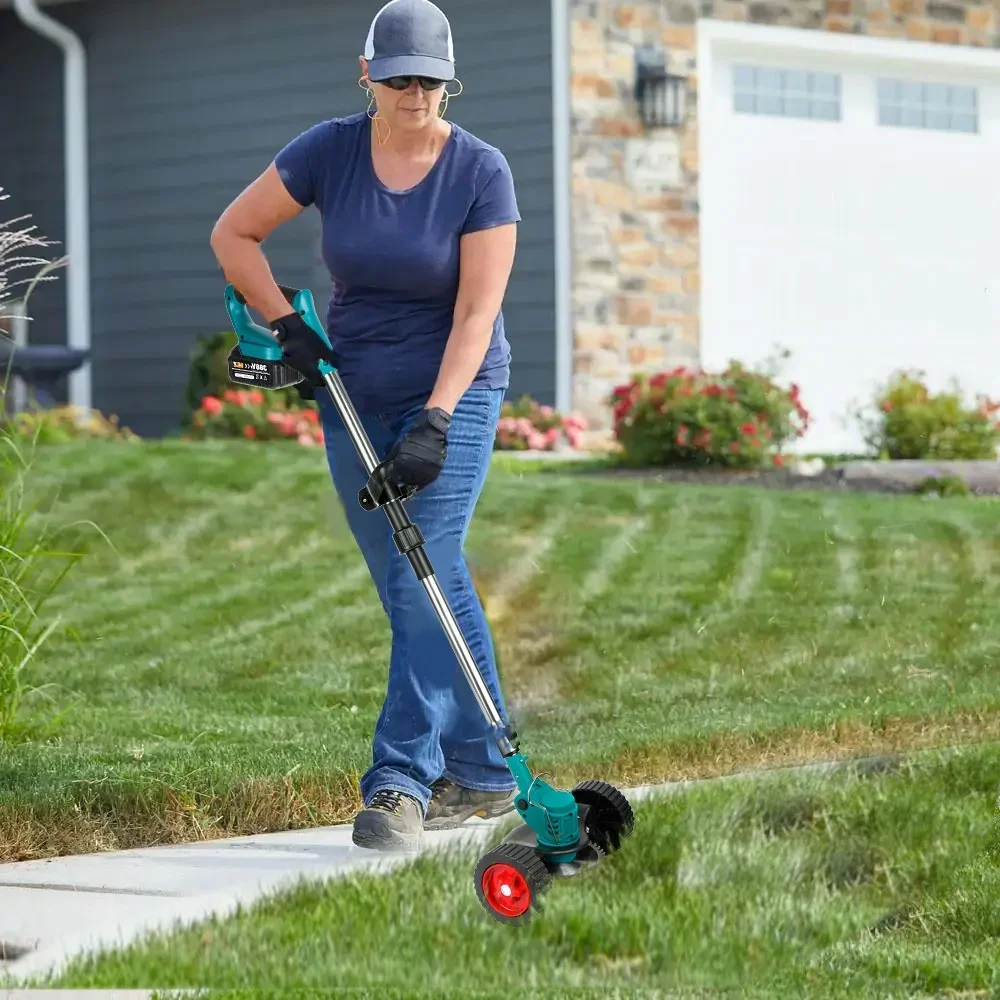 Handheld Electric Lawn Mower Foldable Trimmer Adjustable Garden Pruning Cutting Power Tools 2 Lithium Battery 8 Accessory