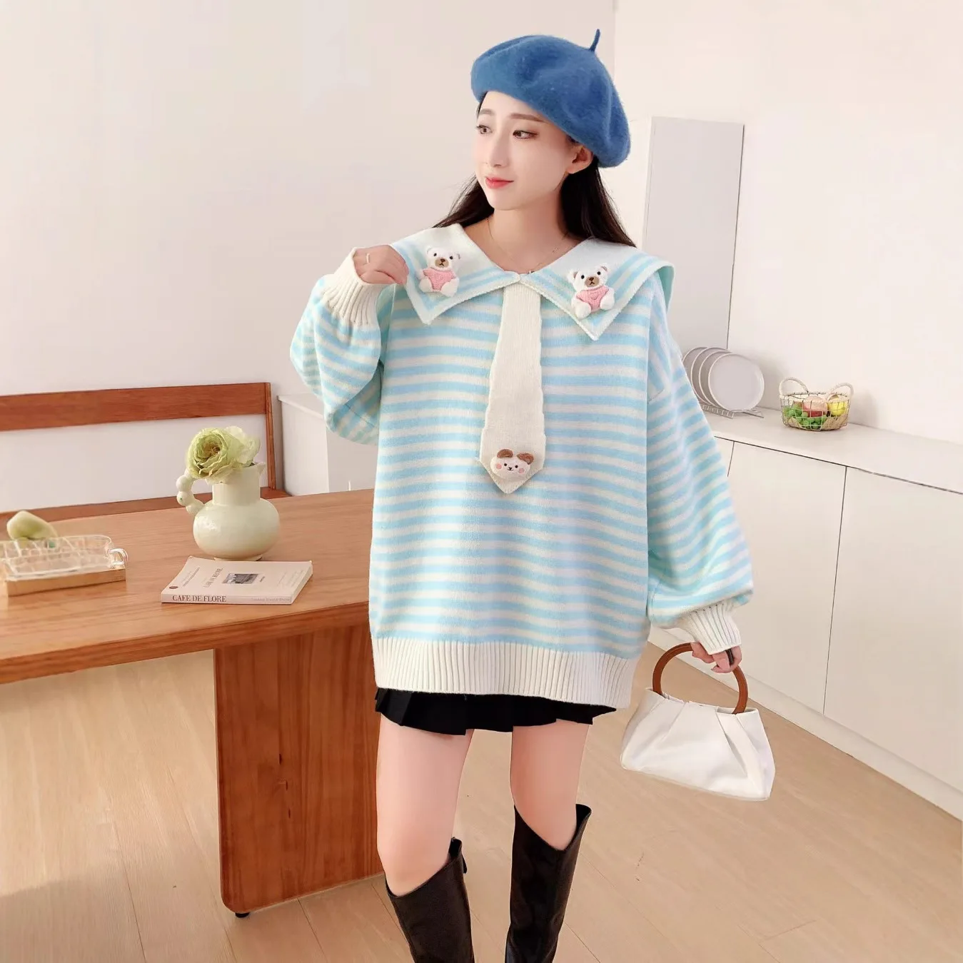 

College Style Sweet and Loose Pullover Sweater for Women in Autumn and Winter 2025, Knitted Sweater for Women's Outerwear