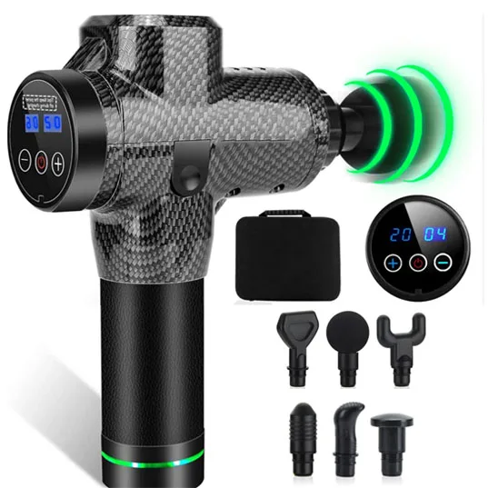 Portable Muscle Soothing Massage Device 30 Speed Carbon Fiber Case Touch Screen Massage Gun