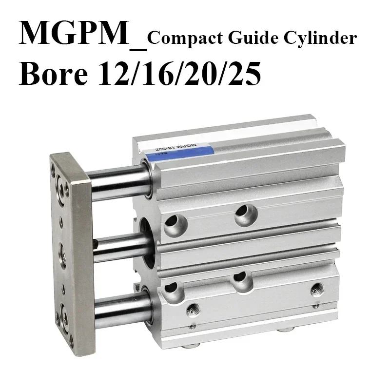 

MGPM12 MGPM16 MGPM20 MGPM25 Pneumatic Compact Guide Cylinder Stroke 10/20/30/40/50/75/100/125/150/200mm Air Cylinder