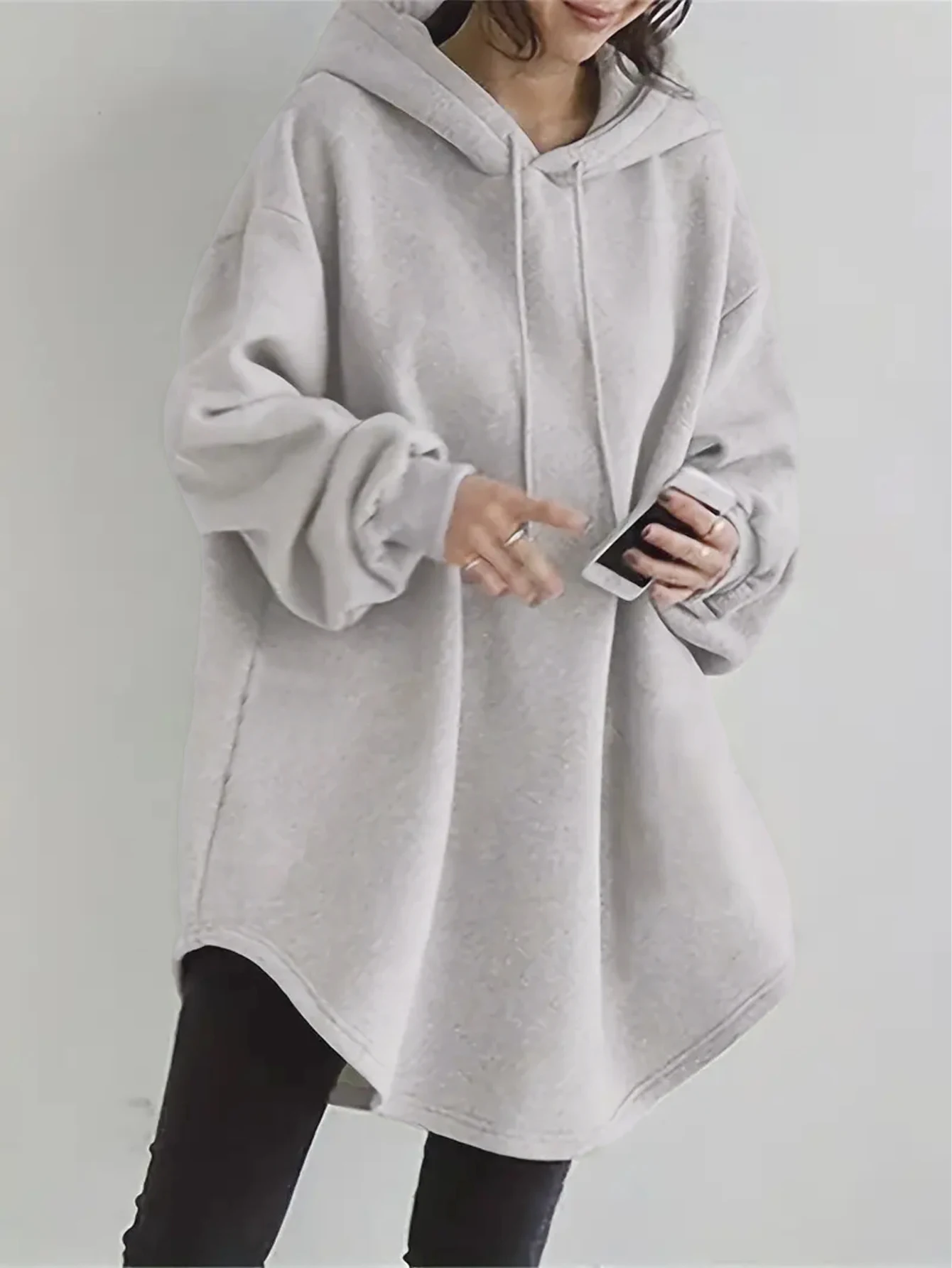 Diseño Sensation Niche Streetwear Sudadera con capucha holgada americana moda europea para mujer Otoño Invierno sudadera de longitud media de manga larga