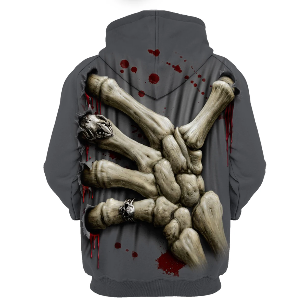 Wiosenny i jesienny nadruk z czaszką 3D bluza z długim rękawem męska bluza z kapturem bez pluszowego luźny pulower