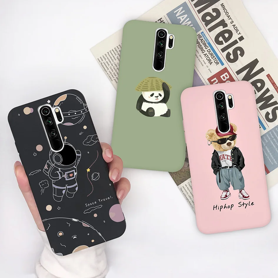 Case For Xiaomi Redmi Note8 Pro Matte Fashion Dinosaur Bear Pilot Flower Cactus Cover Coque For Redmi note 8 pro 8pro Funda Capa