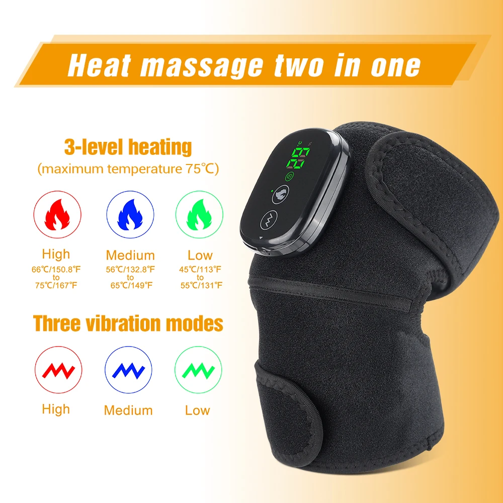 Eletric Heating Vibration Knee Massage Physiotherapy Knee Pads for Elbow Joint Osteoarthritis Rheumatic Pain Warm Massage