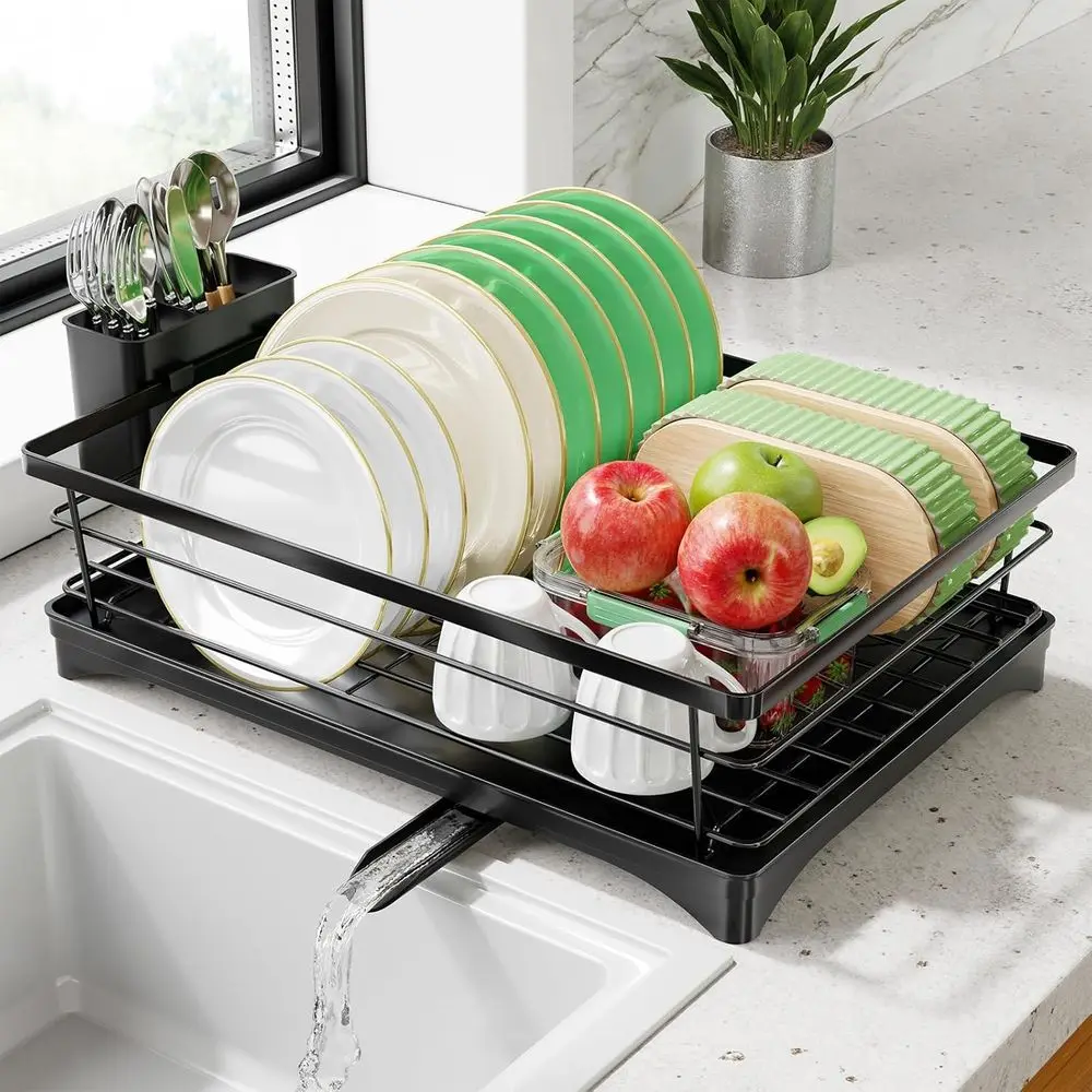 

Dish Drying Rack or Kitchen Counter, Sink Organization and Storage, Rustproo Dish Drainer with Removable Utensil Holder, Drainbo